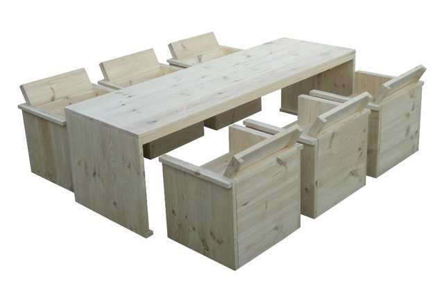 Terassengarnitur aus Bauholz, Gartenmöbel
